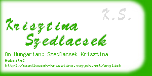 krisztina szedlacsek business card